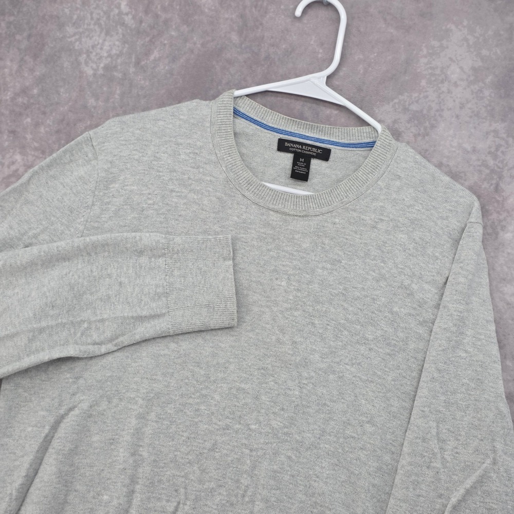 Banana Republic Crewneck Sweater Mens Medium Cotton Cashmere Heather Grey